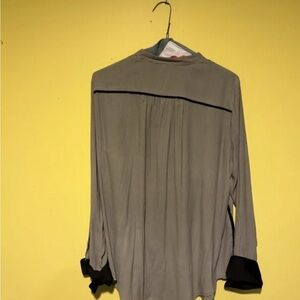 Elegant Gray Women's Top with Black Accents